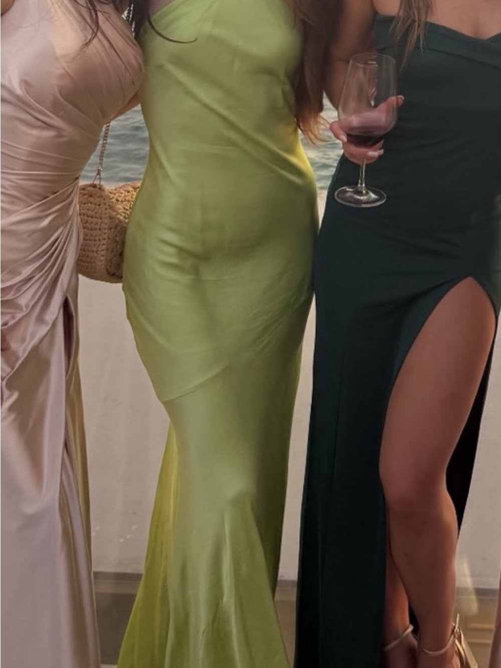 Satin Lime Green Slip Dress - Elegant Evening Gown